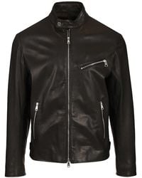 Tagliatore - Lambskin Biker Jacket - Lyst