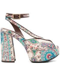 Etro - Paisley-Patterned Platform Sandals With Heel - Lyst