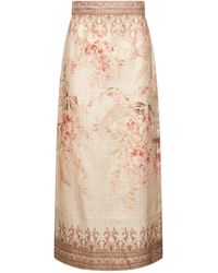 Zimmermann Harmony Pencil Midi Skirt in White | Lyst