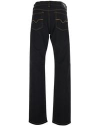 Versace - Jeans With Five-Pocket Design And Logo Patch On The Back - Lyst