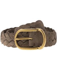 Brunello Cucinelli - Woven Suede Belt With Rounded Buckle And Metal Loop - Lyst