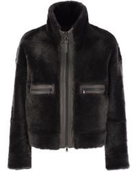 Brunello Cucinelli - Shearling Outerwear With Shiny Zip - Lyst