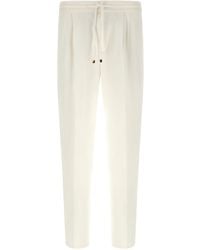 Brunello Cucinelli - Linen Blend Drawstring Trousers - Lyst