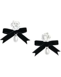 Self-Portrait - Pearl Bow Earrings Brass - Lyst