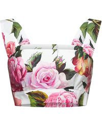 Dolce & Gabbana - Cotton Bralette Top With Rose - Lyst