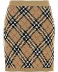 Burberry - Embroidered Wool Blend Mini Skirt - Lyst