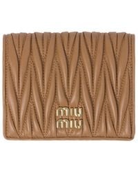 Miu Miu - Small Matelassé Nappa Leather Wallet With Snap Closure Accessories - Lyst
