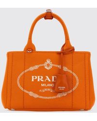 Prada - Printed Logo Canvas Jardinière Bag - Lyst