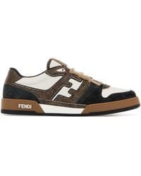 Fendi - Leather And Suede Match Sneakers - Lyst