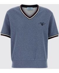 Prada - Cotton Knit With Striped Profiles - Lyst