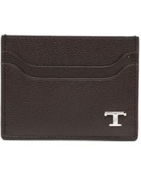 Tod's - Grained Leather Cardholder With Metal T Timeless Logo - Lyst