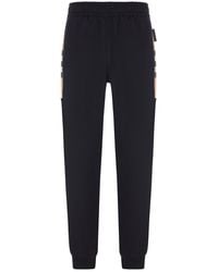 Burberry - Cotton Jogging Trousers With Check Inserts - Lyst