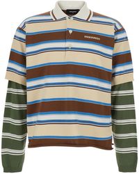 DSquared² - Polo Shirt With Logo Lettering On The Front And All-Over Striped Print - Lyst