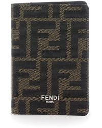 Fendi - Card Holder With Logo On Front And Ff All Over Ff Motif - Lyst
