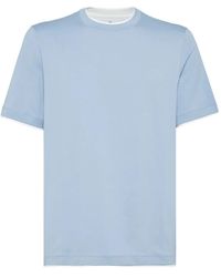 Brunello Cucinelli - Cotton Jersey Crew Neck T-Shirt With Faux-Layering - Lyst