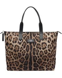 Dolce & Gabbana - Dolce&Gabbana Logo Nylon Shopping Bag With Leo Print - Lyst