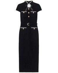 Self-Portrait - Wool Crepe Midi Dress - Lyst