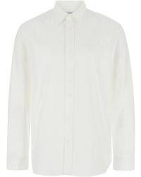 Burberry - Shirt With Classic Collar And Embroidered Logo On The Front - Lyst