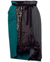 Prada - Patchwork Midi Skirt - Lyst