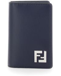 Fendi - Card Case With Ff Logo Plaque On Front And Rectangular Design - Lyst