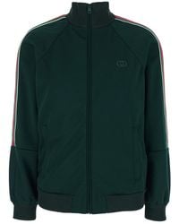 Gucci - Sweatshirt With Gg Embroidery On The Front And Web Motif On The Sleeves - Lyst