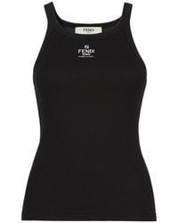 Fendi - Free Slim-Fit Sleeveless Ribbed Tank With Embroidered Rome Logo - Lyst