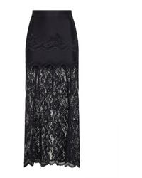 Rabanne - Viscose Jersey And Lace Midi Skirt - Lyst