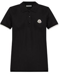 Moncler - Logo Patch Cotton Pique Polo Shirt Clothing - Lyst