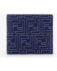 Fendi - Denim-Effect Ff Jacquard Bi-Fold Wallet - Lyst