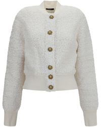 Balmain - Tweed Bomber Jacket With Lion-Head Buttons - Lyst