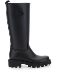 Moncler - 'Kickstream' Boots With Low Block Heel And Tonal Logo Patch On The Side - Lyst