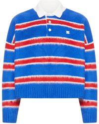 Celine - Striped Sweater With Polo Style Collar - Lyst