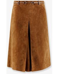 Gucci - Suede Skirt With Horsebit Detail - Lyst