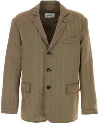Ferragamo - Embroidered Linen Blend Blazer - Lyst