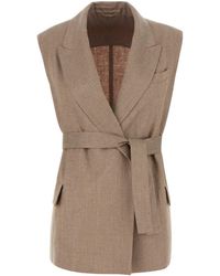 Brunello Cucinelli - Cappuccino Linen Blend Vest - Lyst