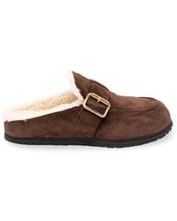 Prada - Suede And Shearling Mules - Lyst