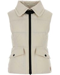 Moncler - Ivory Polyester Sleeveless Hallaine Down Jacket - Lyst