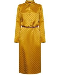 Gucci - Gg Jacquard Viscose Midi Shirt Dress - Lyst