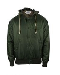 Autry - Hooded Bomber Jacket With Embroidered Logos - Lyst