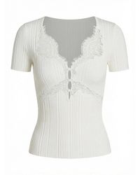 Self-Portrait - Lace Trim Knit Top - Lyst