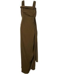 Maison Margiela - Silk Blend Asymmetric Long Dress With Draping And Side Tie Closure - Lyst