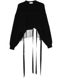Alberta Ferretti - Cropped Knit Sweater With Beaded Fringe - Lyst
