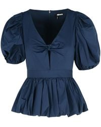 ROTATE BIRGER CHRISTENSEN - Dark Cotton Blouse - Lyst