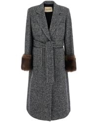 Valentino - Wool-Blend Chevron Notched-Collar Jacket With Long Sleeves - Lyst
