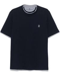 Brunello Cucinelli - Cotton T-Shirt With Logo Embroidery - Lyst