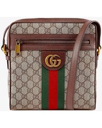 Gucci - Gg Supreme Fabric And Leather Shoulder Bag With Iconic Web Band - Lyst