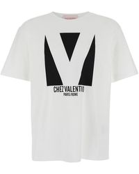 Valentino - 'Chez' Crewneck T-Shirt With Maxi Logo Print On The Front - Lyst