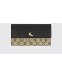 Gucci - Gg Marmont Leather And Gg Supreme Fabric Wallet - Lyst
