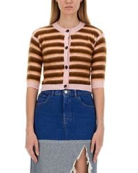 Marni - Chic Cropped Striped Cardigan - Lyst