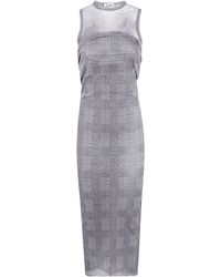 Jean Paul Gaultier - Mesh Long Dress Double Layer Printed "Body Shadow" And "Prince Of Wales" - Lyst